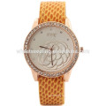 Beautiful women leather watch diamond dial floral watch